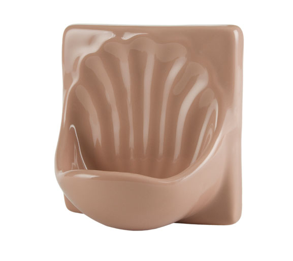 Flatback Ceramic Shell Soap Dish 6x6in H66SFB by HCP Industries